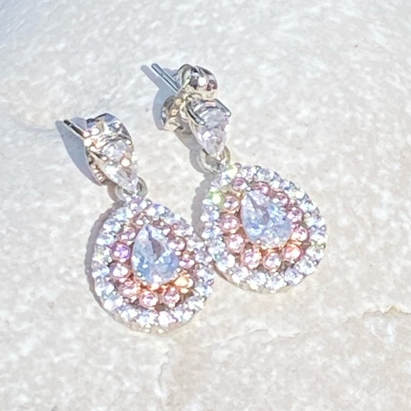 Genuine Crystal gold plated silver drop earrings Kohl’s Chrystina Rose - Picture 3 of 16